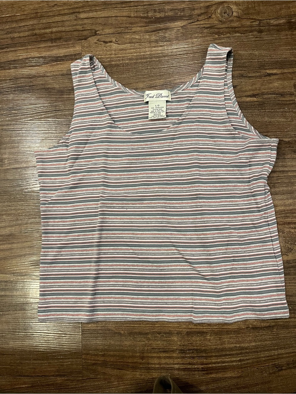 Women’s Fred David Pink and Gray Striped Tank Top size L